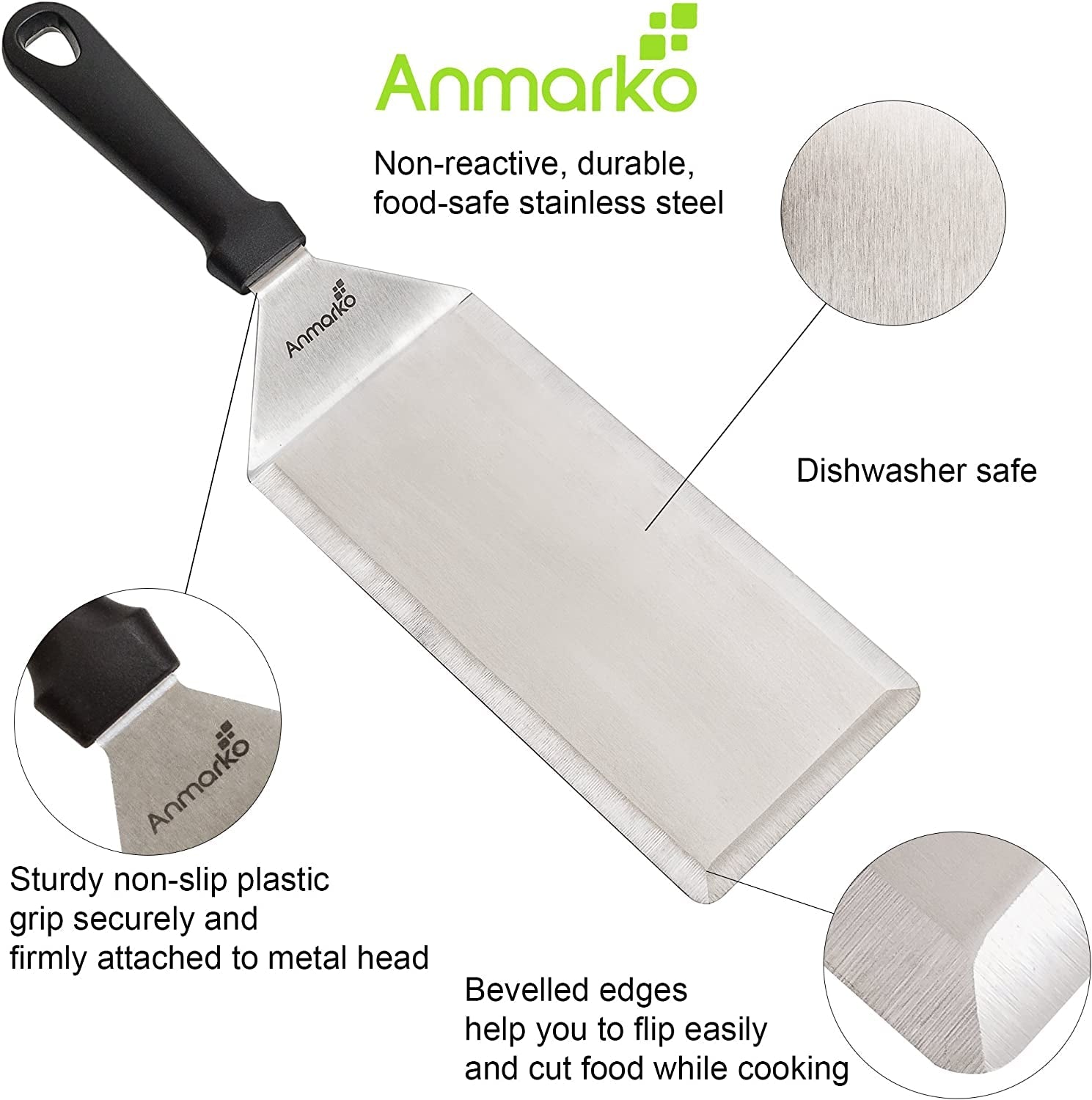 Big Metal Griddle Spatula - Grill Spatula 4 X 8 in Large Burger Smasher Hamburger Turner Scraper - Pancake Flipper - Great for BBQ Grill and Flat Top Griddle - Commercial Grade - Image 2