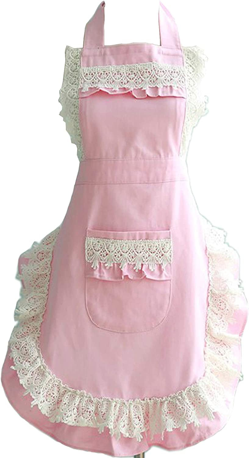 Lovely Home Work Adjustable Apron Cake Kitchen Cooking Women Girls Aprons with Pocket for Gift. Pink
