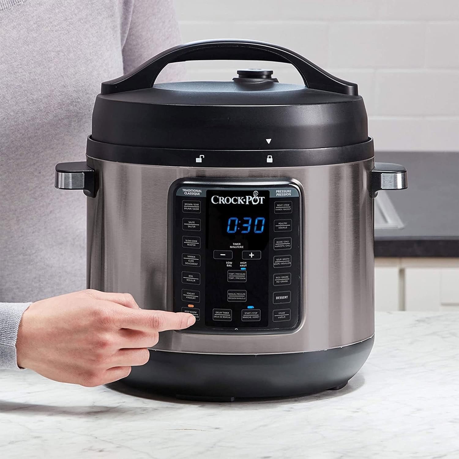 Crock-Pot 8-Quart Multi-Use XL Express Crock Programmable Slow Cooker and Pressure Cooker with Manual Pressure. Boil & Simmer. Black Stainless - Image 2