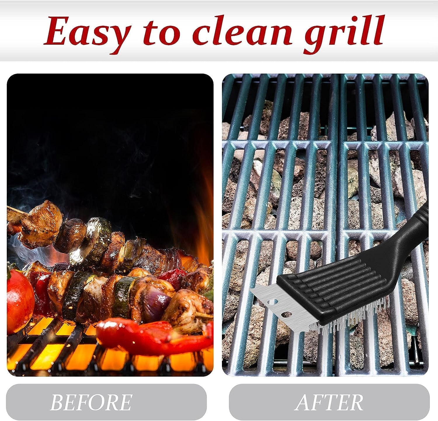 2 Pieces 8 Inch Grill Brush and Scraper Stainless Steel Wire Grill Brush Extra Strong BBQ Cleaner Accessories Heavy Duty Barbecue Grill Cleaning Brush Grill Grate Brush Cleaner - Image 4