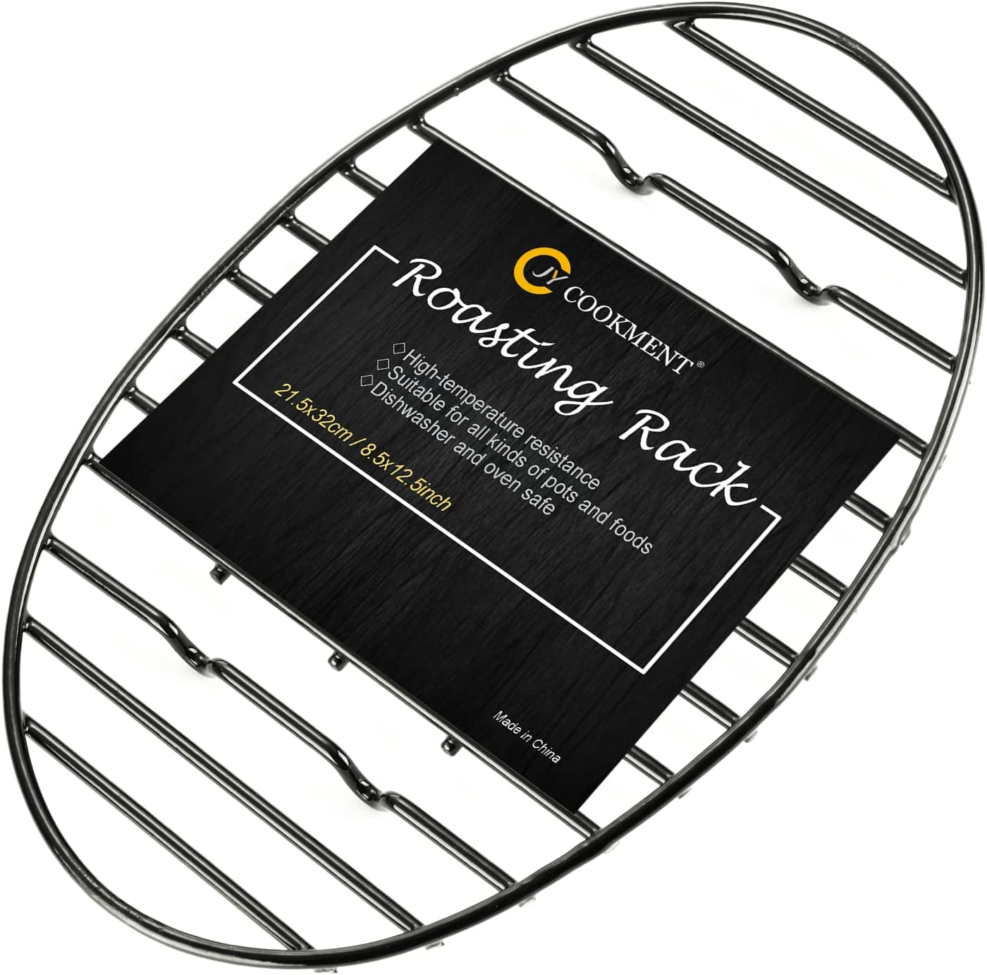 JY COOKMENT Roasting Rack with Integrated Feet. Cooling Drying Rack Kitchen Rack with Enameled Coating. PTFE Free. Great for Cooking. Roasting. Drying. Grilling. Dishwasher Safe (12.5Inch*8.5Inch)