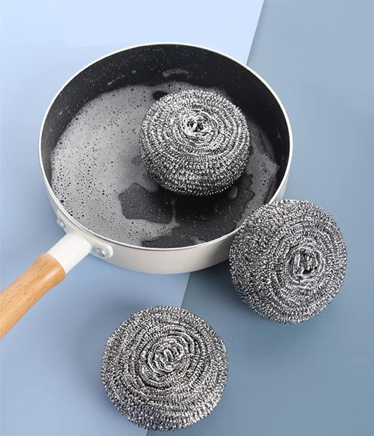 6Pcs Scourer Steel Wool Scrubber - Steel Wool for Cleaning Dish Pots Pans Grills Stainless Steel Scrubber for Kitchen Sinks Cleaning Steel Wool Pads Metal Scrubber. Flexible - Image 2
