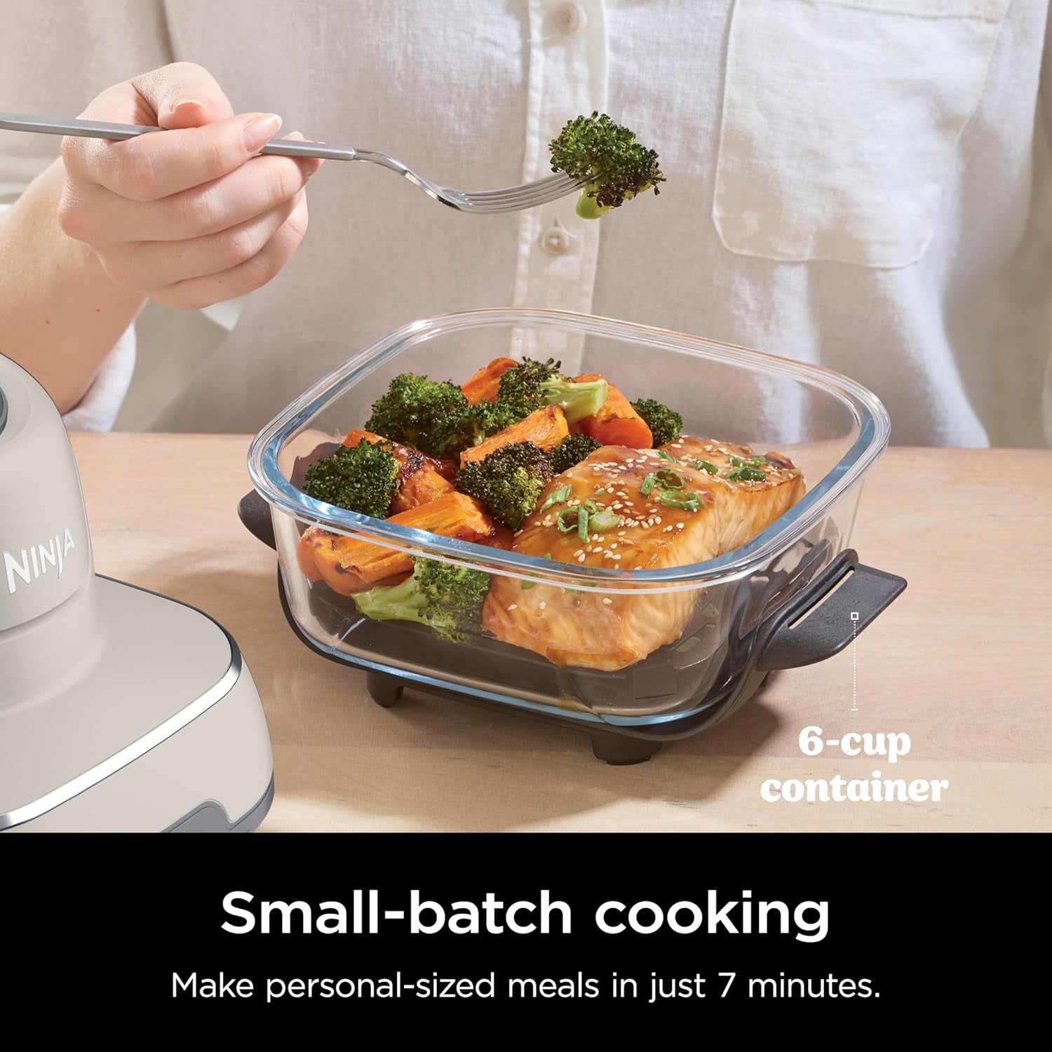 Ninja Crispi Air Fryer. Microwave. Freezer & Dishwasher Safe. Non Toxic Glass Portable Cooking System. 4 QT & 6 Cup Glass Containers with Storage Lids. Easy Meals. Air Fry. Bake. Stone. FN101ST - Image 5