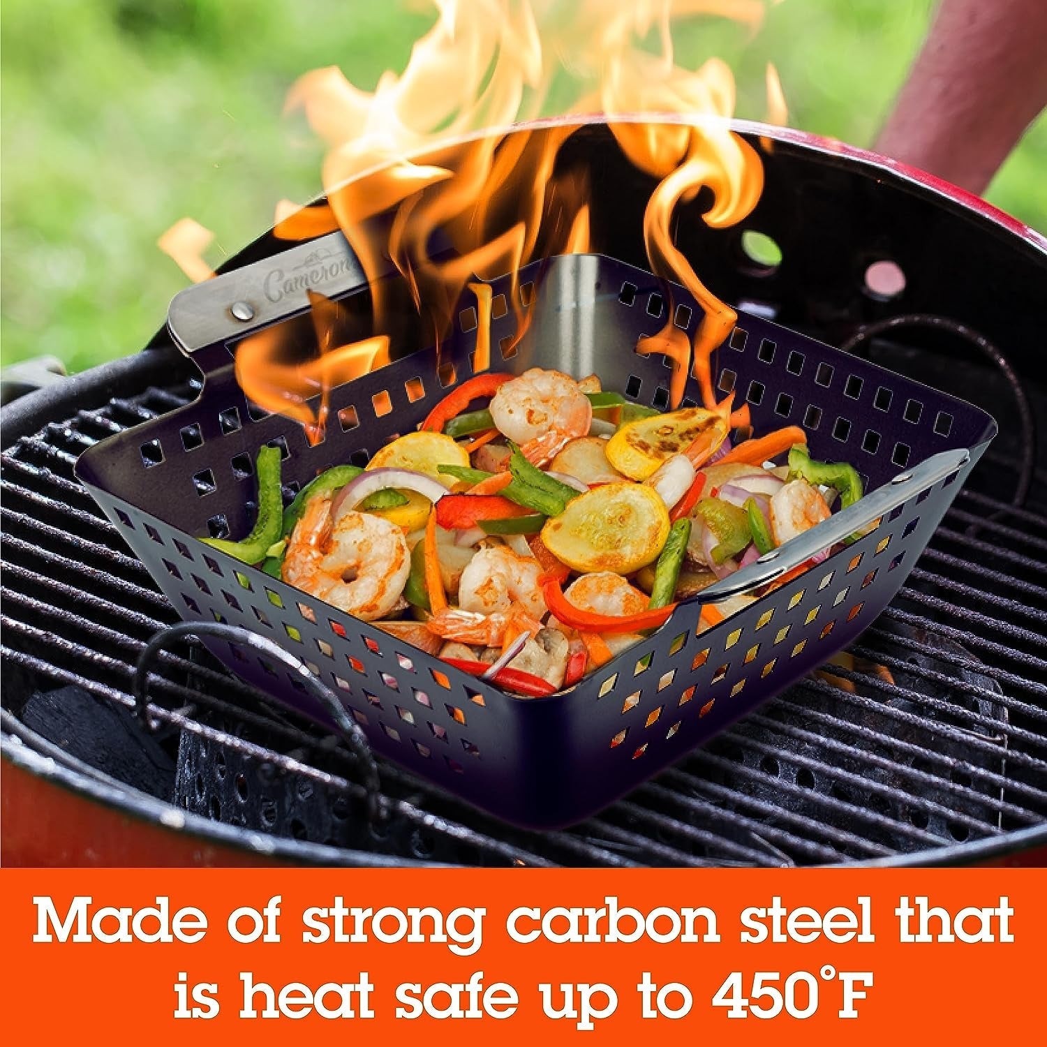 Barbecue Grilling Wok - Heavy Duty Non-Stick BBQ Grill Basket W Stainless Steel Handles - 3 Deep Pan Keeps Meat & Vegetables inside - Indoor Outdoor Use - Great for Summer Bbqs and Father'S Day Gift - Image 2