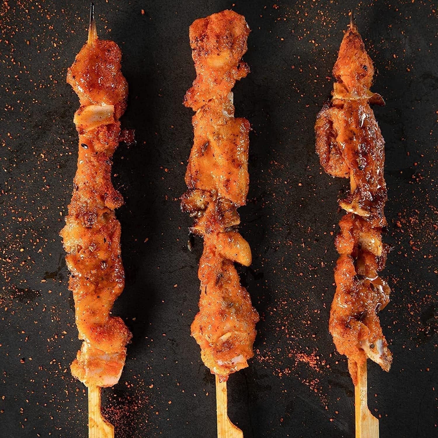 10-Inch Skewer for BBQ Kebab. Unbleached Long Bamboo/Wood Roasting Sticks for Grill -Heavy Duty Thickness -Flat Stick Flag Handle -With Dust-Free Packaging (100-Pack) - Image 4