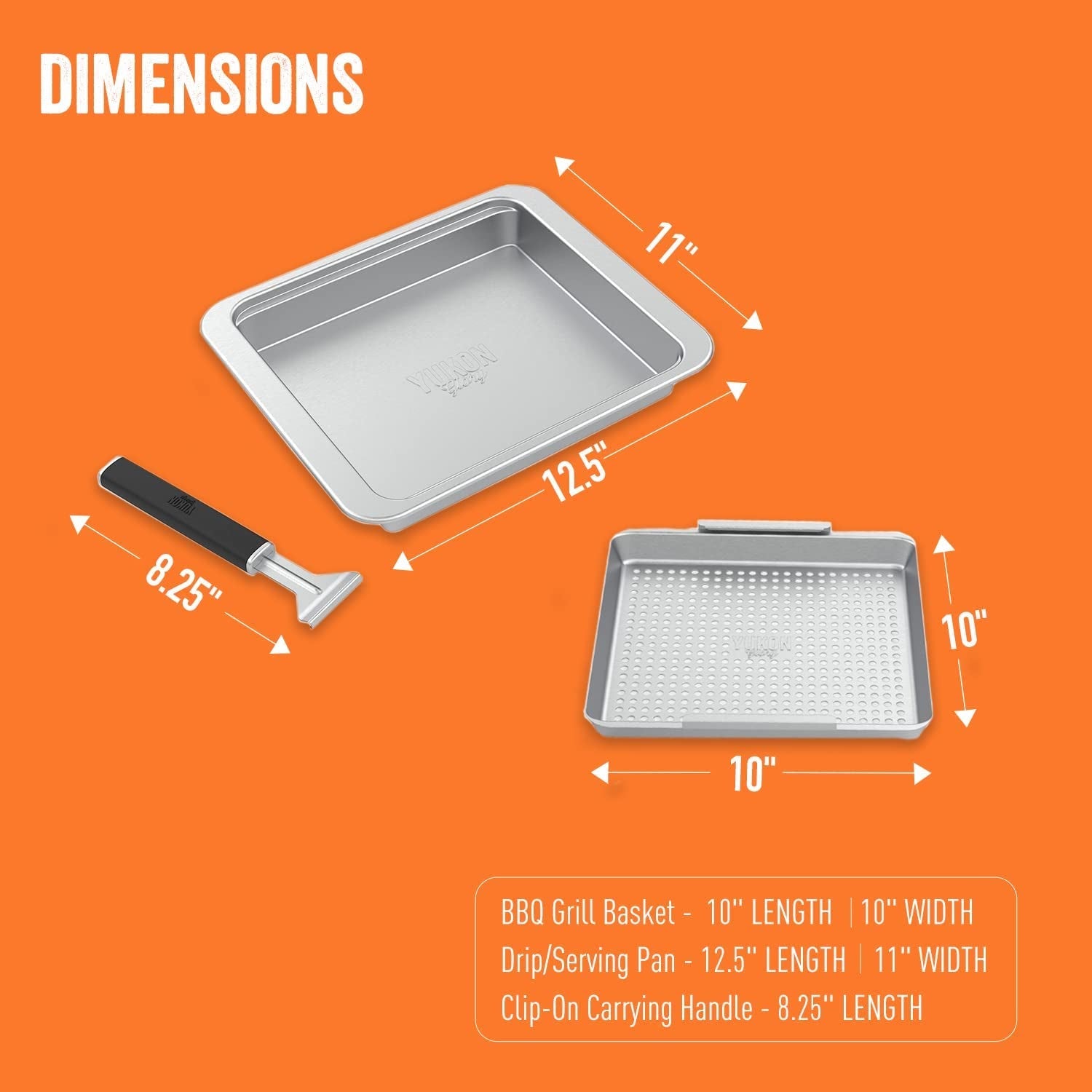 Yukon Glory™ BBQ 'N SERVE Wide Basket Set - BBQ Grill Basket - the Grilling Basket Includes a Serving Tray & Clip-On Handle - Perfect Grill Baskets for Outdoor Grill Vegetables or Fish Basket & Meat - Image 4