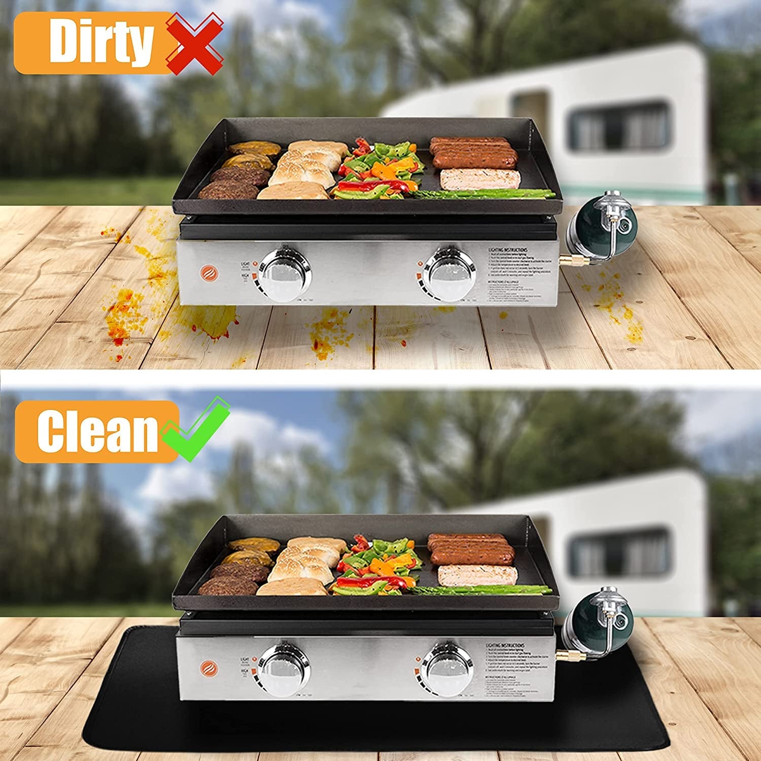 Amerbro 24X31In Heat Resistant Grill Mats for Outdoor Grill to Protect Your Prep Table and Outdoor Grill Table - Fire Proof & Water Proof & Oil Proof BBQ Mat - Black (0.6Mm) - Image 2