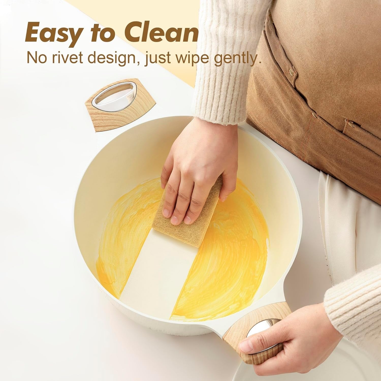 SENSARTE Ceramic Cookware Sets. Pots and Pans Set Non Stick. 14-Piece Induction Cookware. Non Toxic Healthy Non Stick Kitchen Cooking Set. with Frying Pans Set. PFAS PTFE PFOA PFOS Free - Image 5