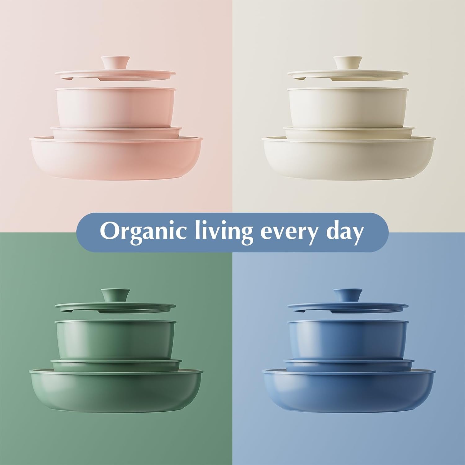 Redchef Ceramic Pots and Pans Set Non Stick. Nonstick Kitchen Cookware Sets. Non Toxic Pots and Pans Set Non Stick. PFAS PFOA & PTFE Free. Detachable Handle Pots and Pans 5 Piece. RV Cookware - Image 2