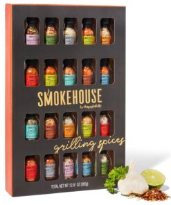Smokehouse by Thoughtfully Ultimate Grilling Spice Set. Grill Seasoning Gift Set Flavors Include Chili Garlic. Rosemary and Herb. Lime Chipotle. Cajun Seasoning and More. Pack of 20