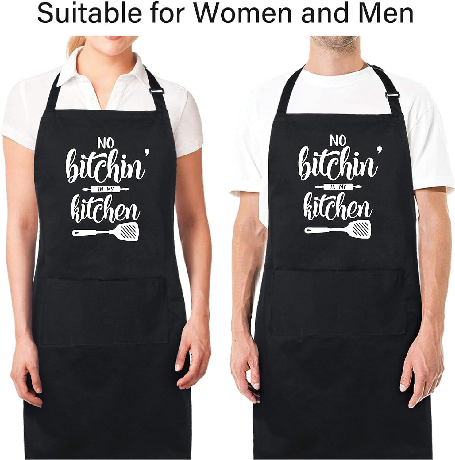 100% Cotton Funny Apron for Women Men with 2 Pockets Kitchen Cooking Adjustable Chef Apron Gifts for Wife Husband Mother'S Day - Image 5