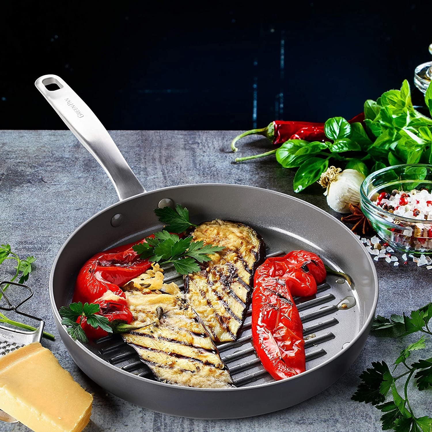 Chatham Hard Anodized Healthy Ceramic Nonstick. 11 Grill Pan. Pfas-Free. Dishwasher Safe. Oven Safe. Gray - Image 11