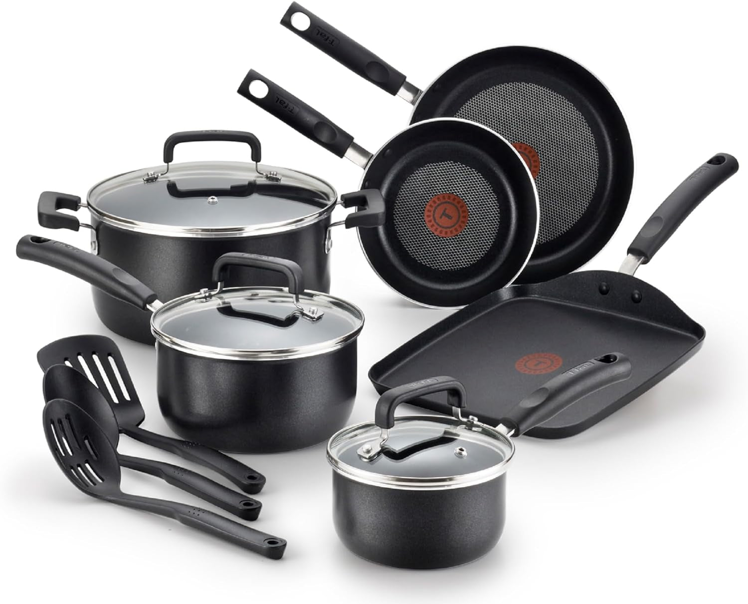 T-Fal Signature Nonstick Cookware Set 12 Piece. Oven Broiler Safe 350F. Pots and Pans. Kitchen Cooking Set W/Fry Pans. Saucepans. Saute Pan. Dutch Oven. Griddle. Kitchen. Home. Dishwasher Safe. Black - Image 8