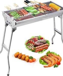 Charcoal Grill. Barbecue Grill Stainless Steel BBQ Smoker Barbecue Folding Portable for Outdoor Cooking Camping Hiking Picnics Backpacking Large