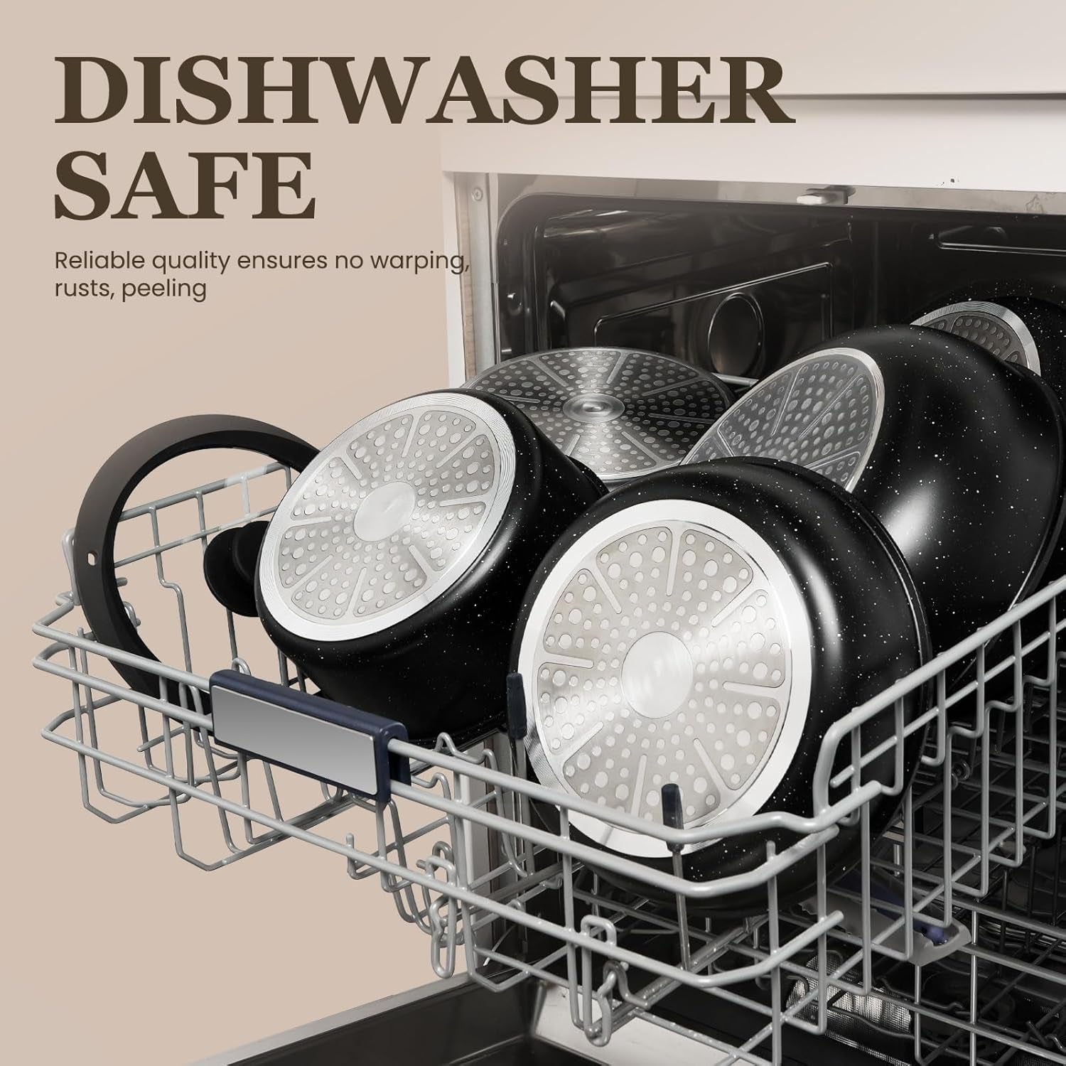 KIKCOIN 20 Pcs Pots and Pans Set Non Stick. Detachable Handle Cookware Sets Nonstick. Non Toxic Induction RV Kitchen Cooking Set with Removable Handles. Dishwasher/Oven Safe. Easy Clean (Black) - Image 5