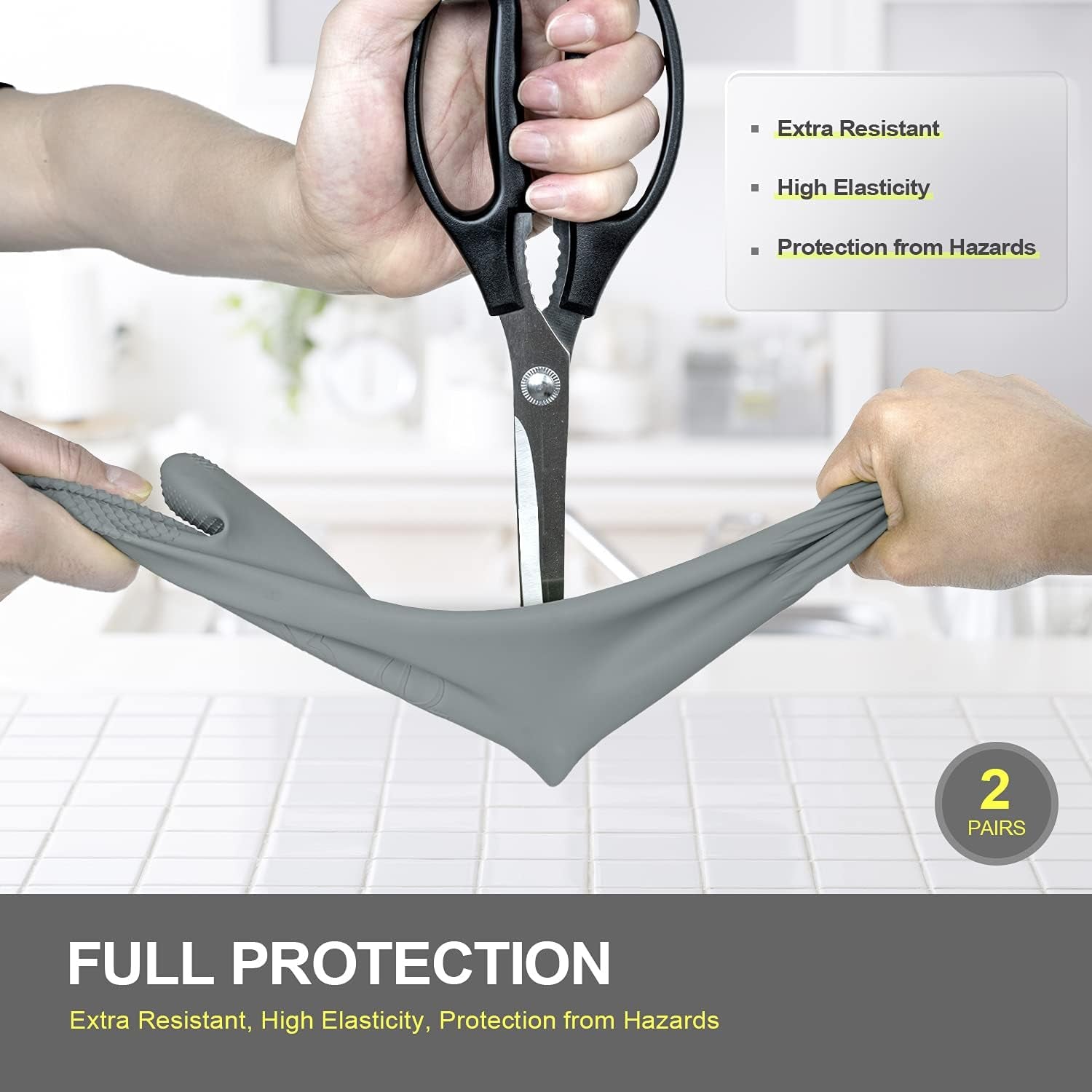 MAMISON 2 Pairs Rubber Gloves - Long Rubber Gloves Dishwashing Gloves Large - Image 3