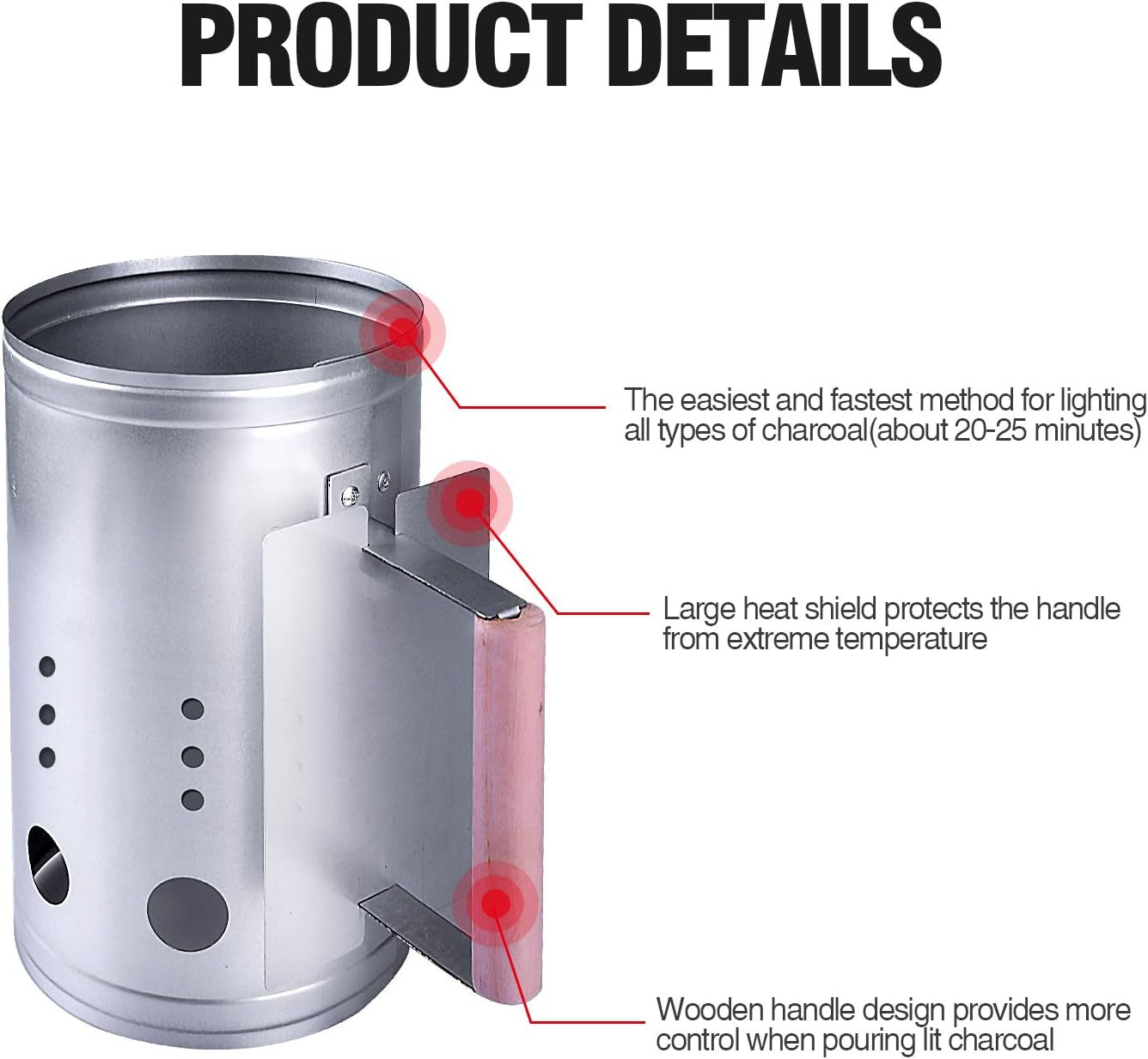 Homenote Rapid Charcoal Chimney Starter Set Fireplace Accessories Lighter Cubes BBQ Heat Resistant Gloves Blower BBQ Tools(11.5 X 7 X 7) - Image 6