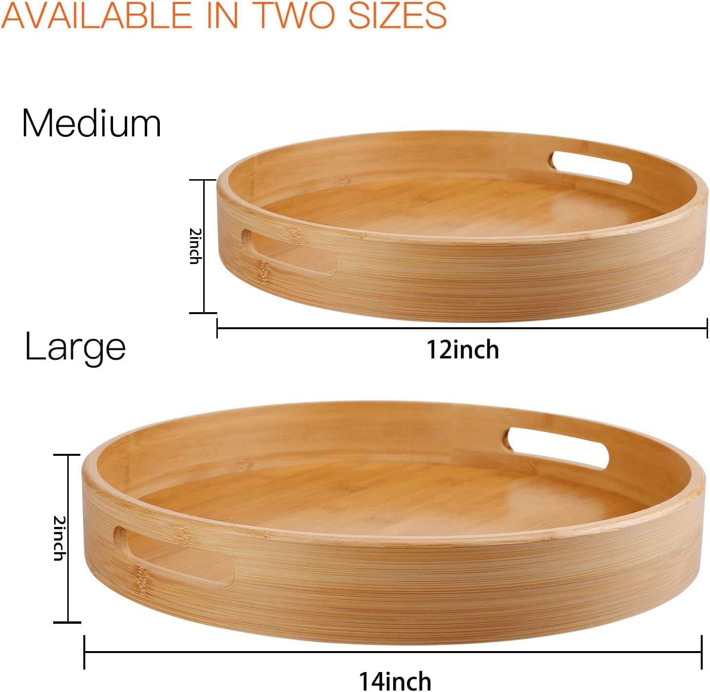 14 Bamboo Lazy Susan Organizer – Round Turntable with Double Handles for Table. Kitchen. Pantry & Spice Storage - Image 6