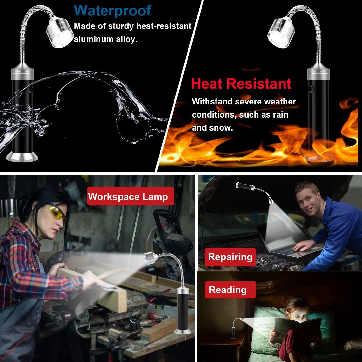 Grill Light. Grill Accessories - Christmas Stocking Stuffers for Men Dad Boyfriend. LED BBQ Light with Magnetic Base & 360° Flexible Gooseneck. Smoker Grilling Gifts for Men. Batteries Included-2 Pack - Image 5