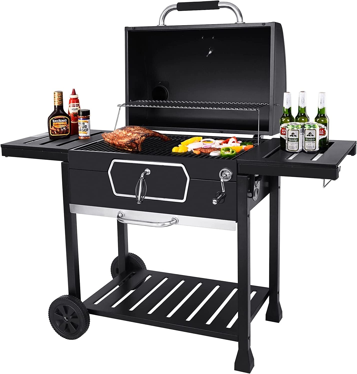 CD2030AN 30-Inch Charcoal Grill. Deluxe BBQ Smoker Picnic Camping Patio Backyard Cooking. Black. Large - Image 10