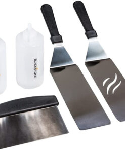 Blackstone 1542 Flat Top Griddle Professional Grade Accessory Tool Kit (5 Pieces) 16 Oz Bottle. Two Spatulas. Chopper/Scraper and One Cookbook-Perfect for Cooking Indoor or Outdoor. Multicolor