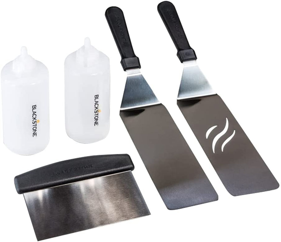 Blackstone 1542 Flat Top Griddle Professional Grade Accessory Tool Kit (5 Pieces) 16 Oz Bottle. Two Spatulas. Chopper/Scraper and One Cookbook-Perfect for Cooking Indoor or Outdoor. Multicolor
