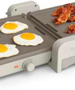 Bella 10X 20 Ceramic Fold-N-Store Dual Temp Griddle. Fits-Anywhere Kitchenware. Evergood Ceramic Nonstick Coating. 2 Temperature Zones up to 400°F. Dishwasher Safe Drip Tray. 1500 Watt. Oatmilk