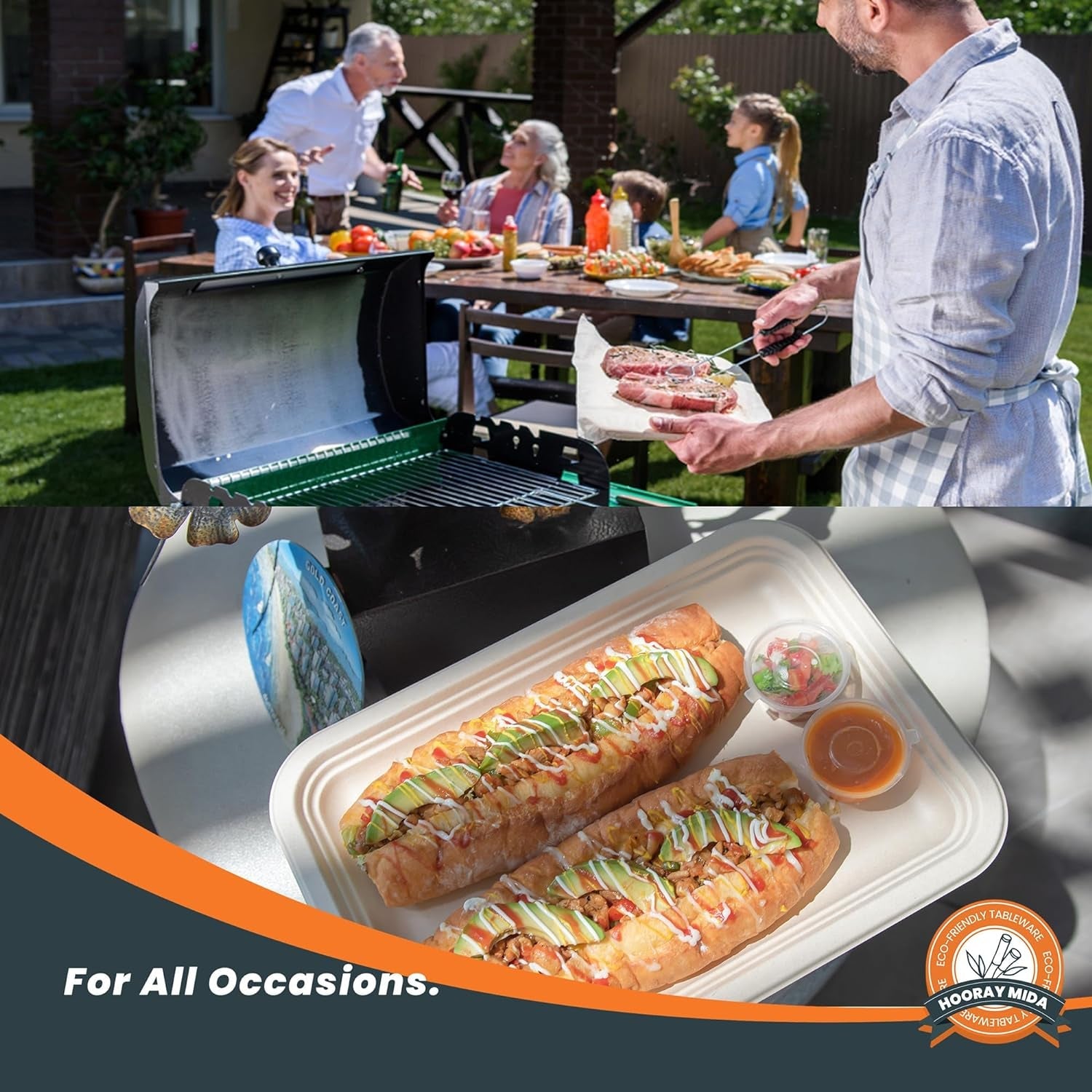 50 Pack 14 Inch Disposable Food Trays. 100% Compostable Heavy-Duty Food Serving Trays. Extra Large Paper Platter Trays for Crawfish Seafood BBQ Party and Holiday Feast - Image 7