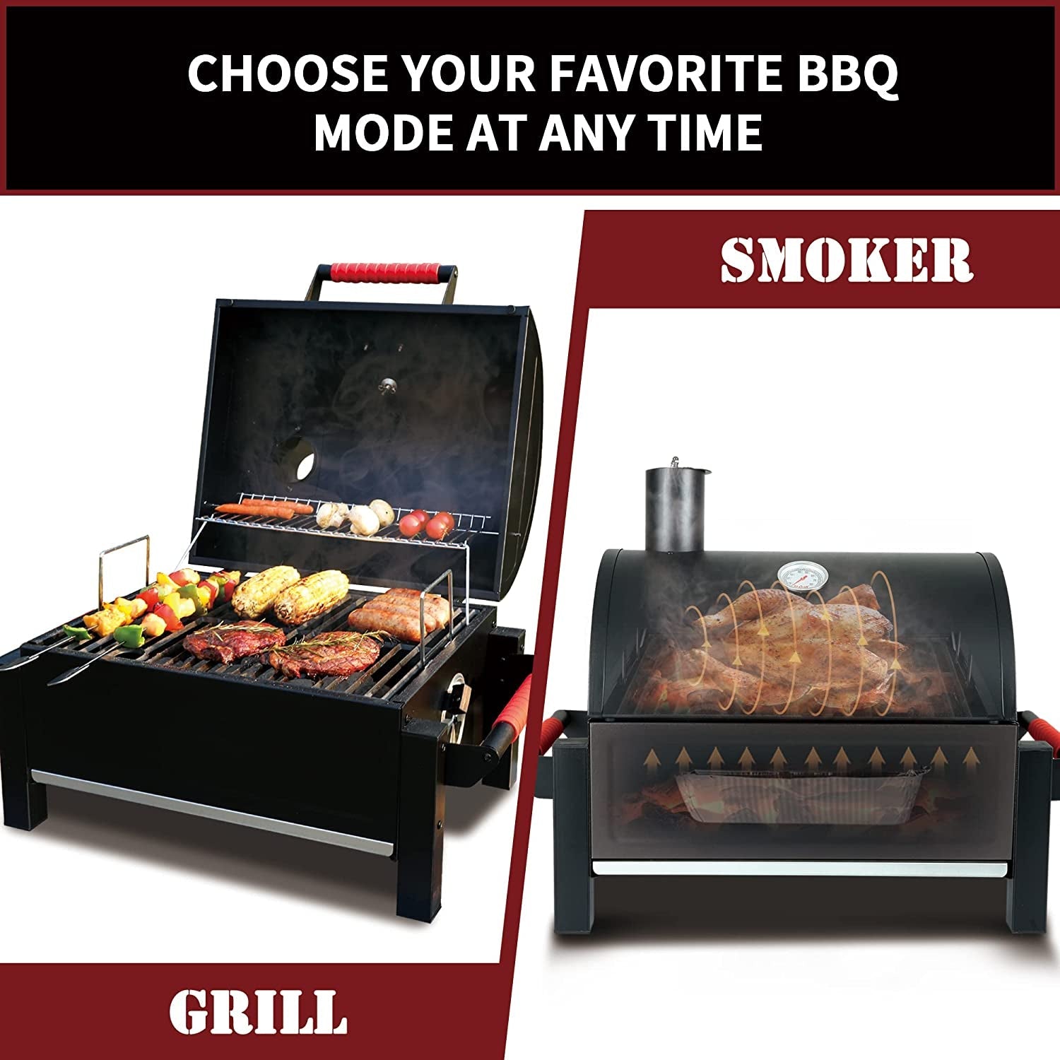 Feasto Portable Charcoal Grill Grates with Cast Iron Grill. Anti-Scalding Handles.Tabletop Grill with 354 Square Inches Cooking Area. for Outdoor Camping and Picnic. Black. L26.8''X W20''X H21.3'' - Image 4