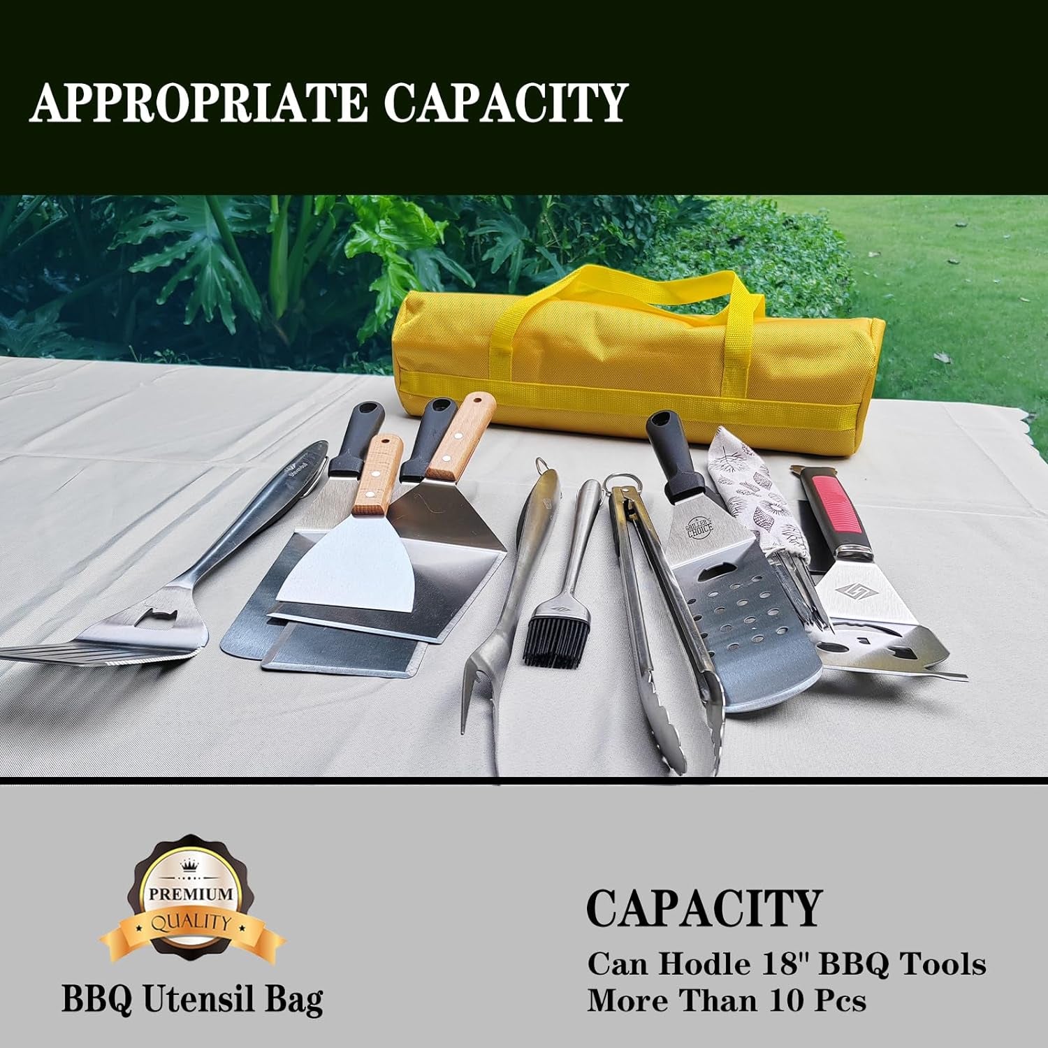 Rilltowpe BBQ Tool Storage Bag .Grill Accessory Storage .Bbq Tool Storage .Thickened Waterproof BBQ Tool Bag (Yellow) .Gifts for Men. Dad. Husband. - Image 4