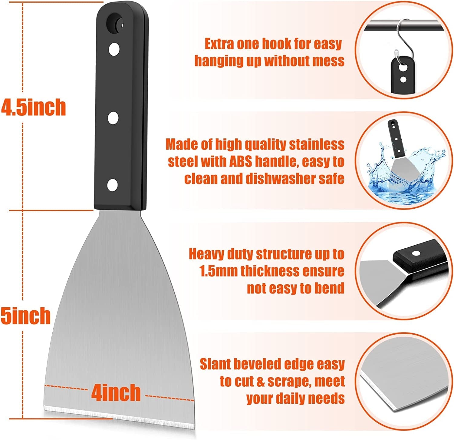 Griddle Cleaning Kit. 7PCS Flat Top Grilling Cleaner Tools Set. Metal Dough Scraper. Cleaning Brush with Handle. Scouring Pads for BBQ Cast Iron Kitchen Cookware Stovetops Hot & Cold Surfaces - Image 2