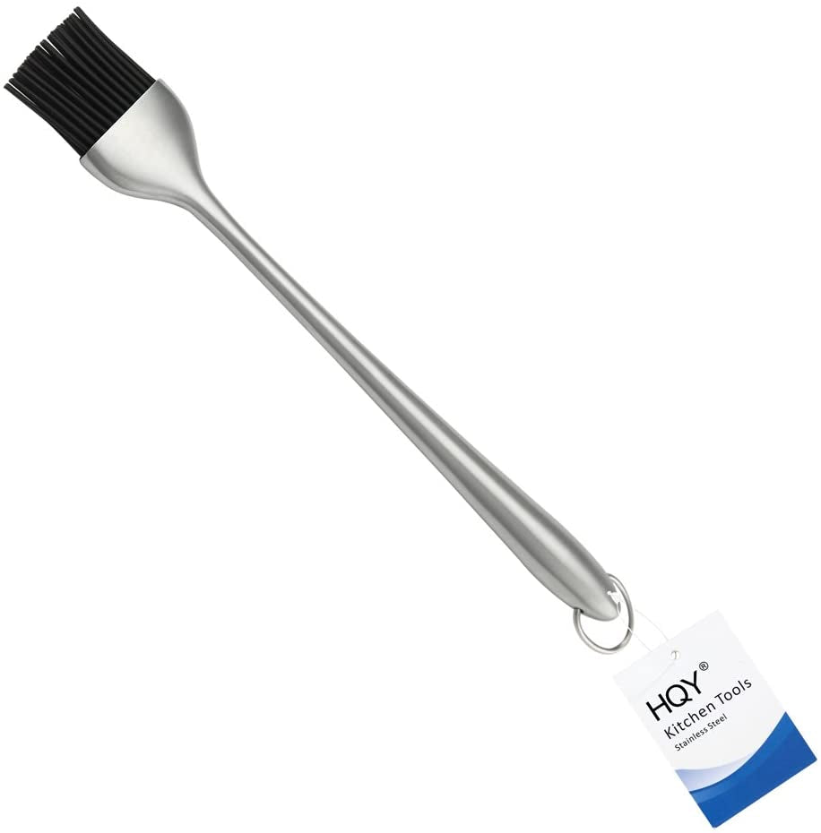Heavy-Duty BBQ Basting Brush by HQY - Silicone Bristles with 12 Inch Stainless Steel Handle - Make Grilling Easy - 5 Year Guarantee - Image 2