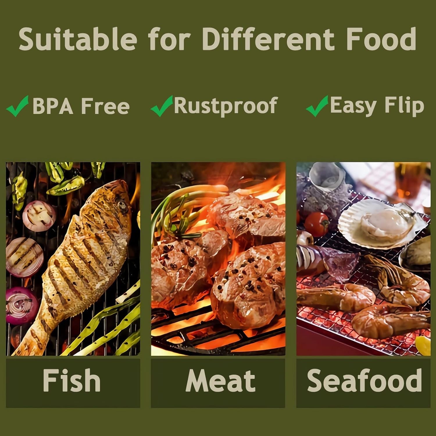 Grill Basket. Stainless Steel Barbecue Basket with Foldable Handle. Portable Outdoor/Camping Grilling Accessories. Grill Vegetable Basket for Garden. Outdoor. Camping - Image 4