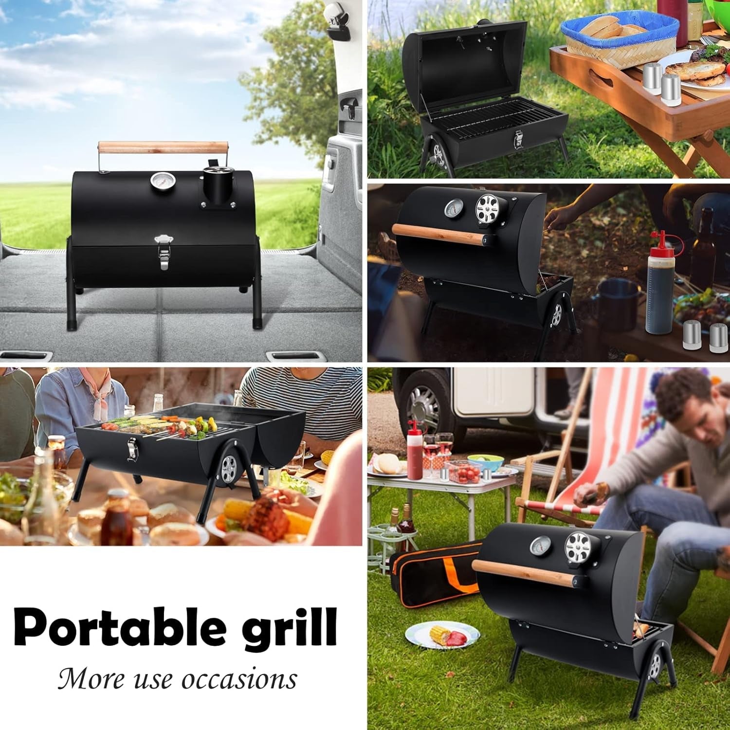 Portable Charcoal Grill Set of 9. Hasteel Small Compact BBQ Grill. Mini Folding Outdoor Grill with Chimney. Tabletop Grill & Grilling Accessories for Barbecue Camping Picnic. Screwdriver & Thermometer - Image 6