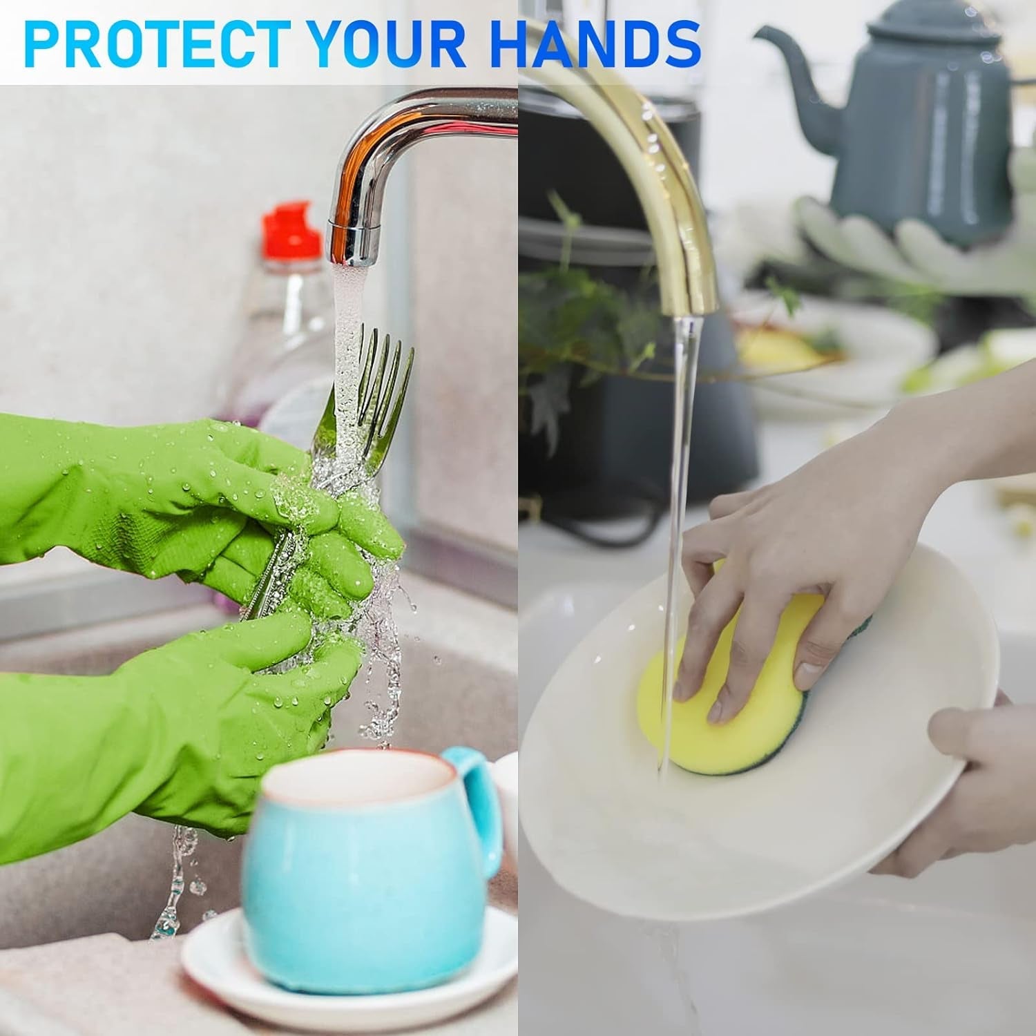 Rubber-Gloves Dishwashing Gloves for Cleaning-Kitchen - 2 Pairs Long Household Cleaning Gloves for Washing Dishes - Image 6