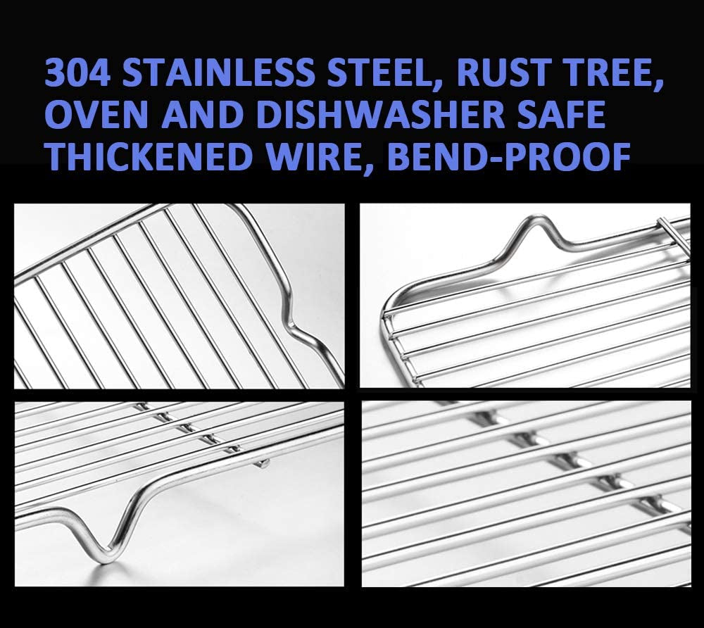 Turbokey Grilling Rack Heavy Duty Wire Grate Oven Roasting Rack 5.3 X 8.7 Inch Rectangle Baking Cooling Steaming with 4 Legs Stainless Steel Rack (5.3X8.7.22X13.5Cm) - Image 4