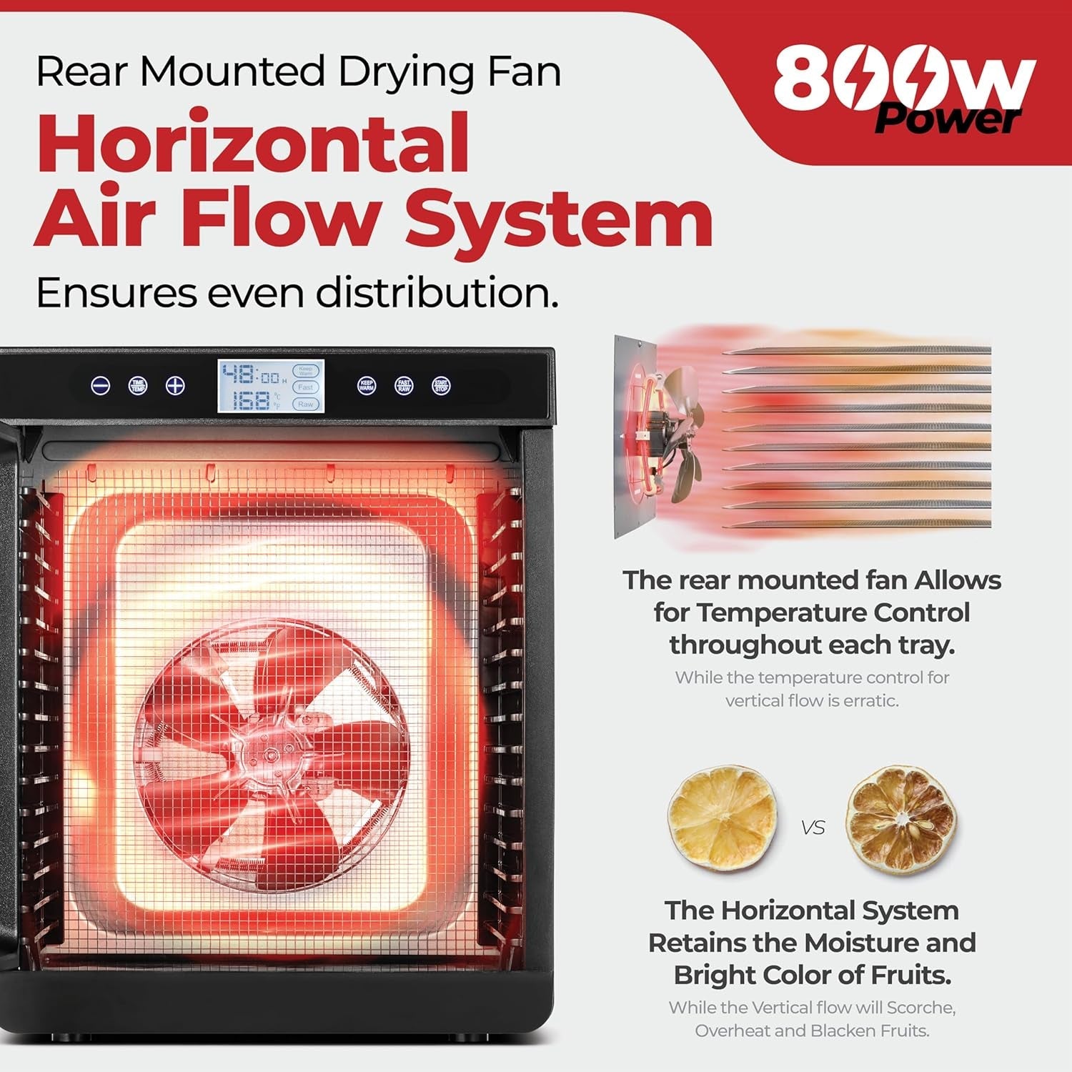 Magic Mill Food Dehydrator Machine – 800W. 15 XL Stainless Steel Trays. 48‑Hr Timer. 95°‑167°F for Jerky. Fruits & Veggies - Image 4