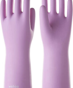 LANON Wahoo Skin-Friendly Cleaning Gloves. Dishwashing Kitchen Gloves with Cotton Flocked Liner. Reusable. Non-Slip. Mauve Mist. Medium