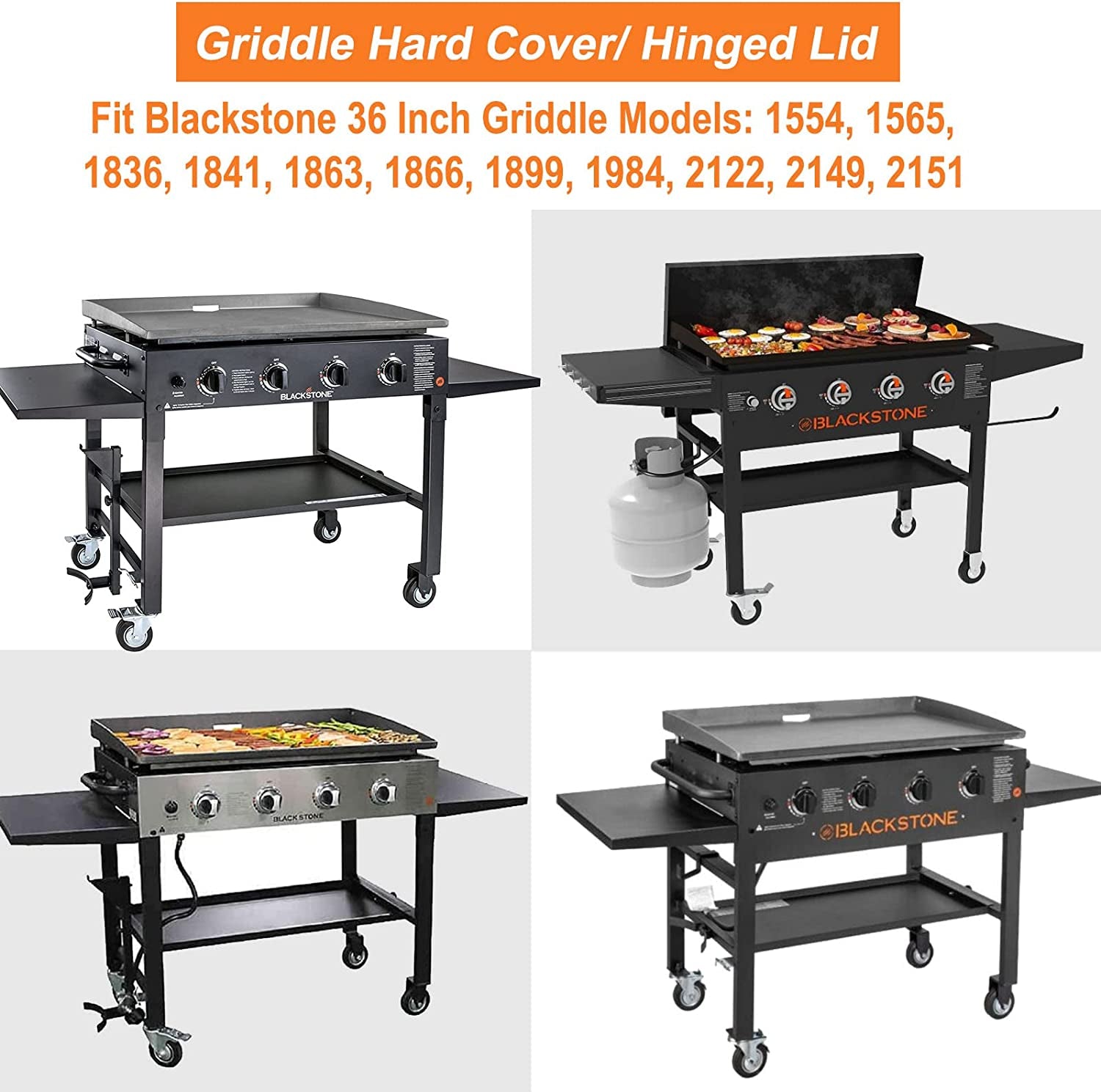 Griddle Lid for Blackstone 36 Inch Griddle. Outdoor Hinged Lid Griddle Hard Cover Hood with Handle for 36 Blackstone Flat Top Griddle Station 1554. 2149 Blackstone Griddle Accessories - Image 3