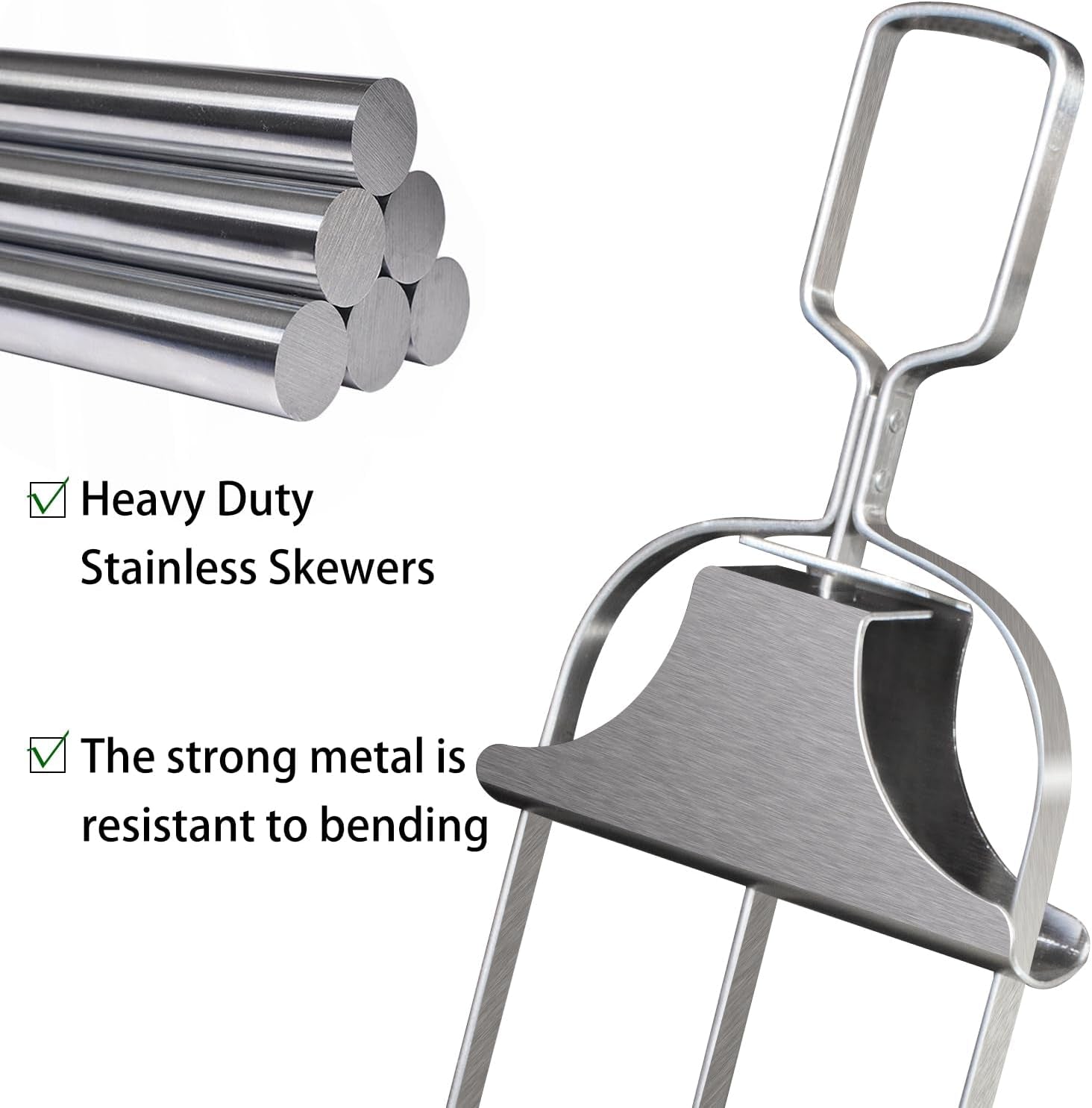 Chuanke 3-Prong Stainless Steel Skewers for BBQ Grilling with Push Bar Slider Easy Food Removal (1) - Image 5