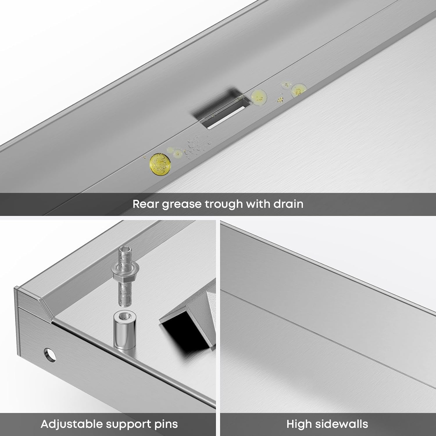 Stainless Steel Flat Top Griddle for Blackstone 17 Inch Tabletop Grill Station. Griddle Replacement Top with Rear Grease System - Image 4