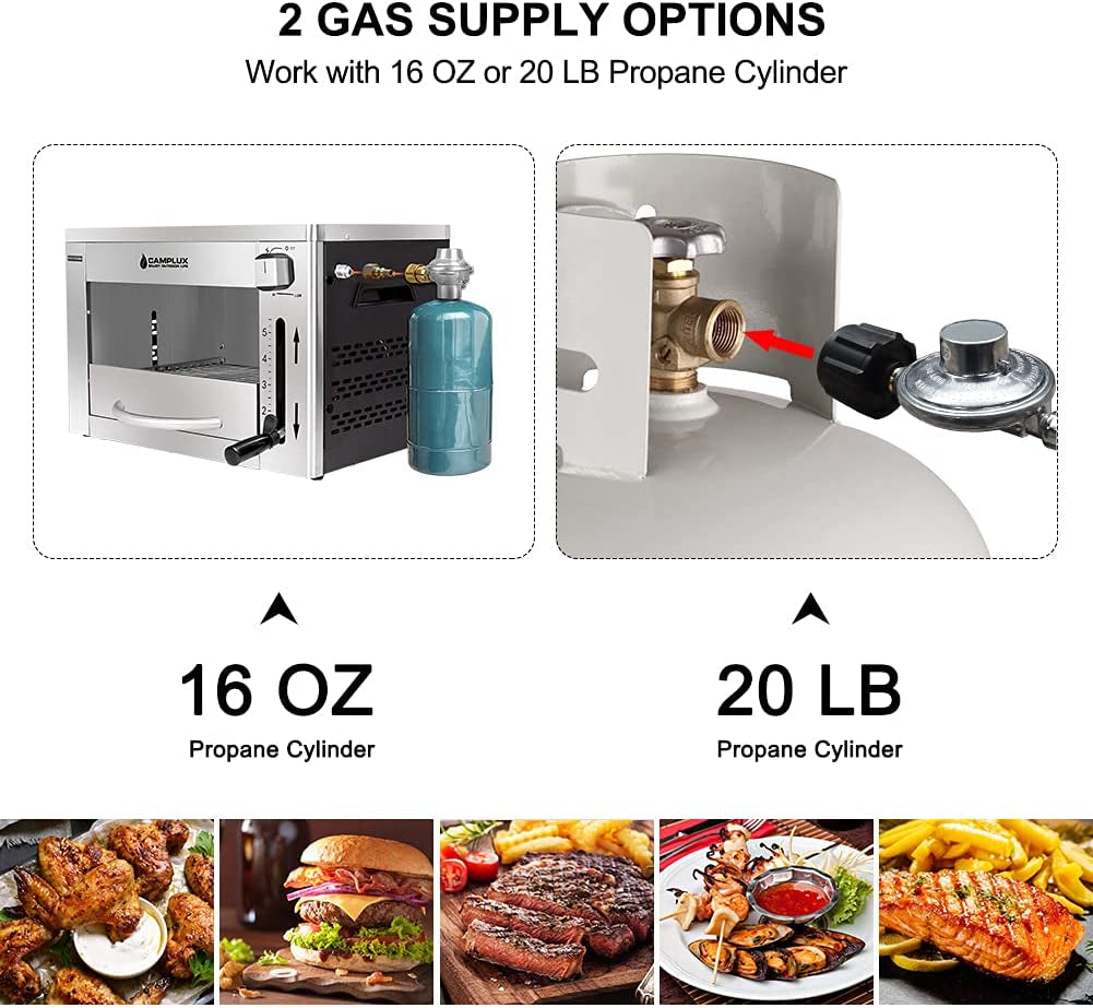 Propane Infrared Steak Grill. 1600℉ Fast Efficient Heating Outdoor Portable Gas Grill with Vertical Cooking. Stainless Steel Single Burner Propane Gas Grill. Perfect for Steak. Ribeyes. Picnic. BBQ - Image 7