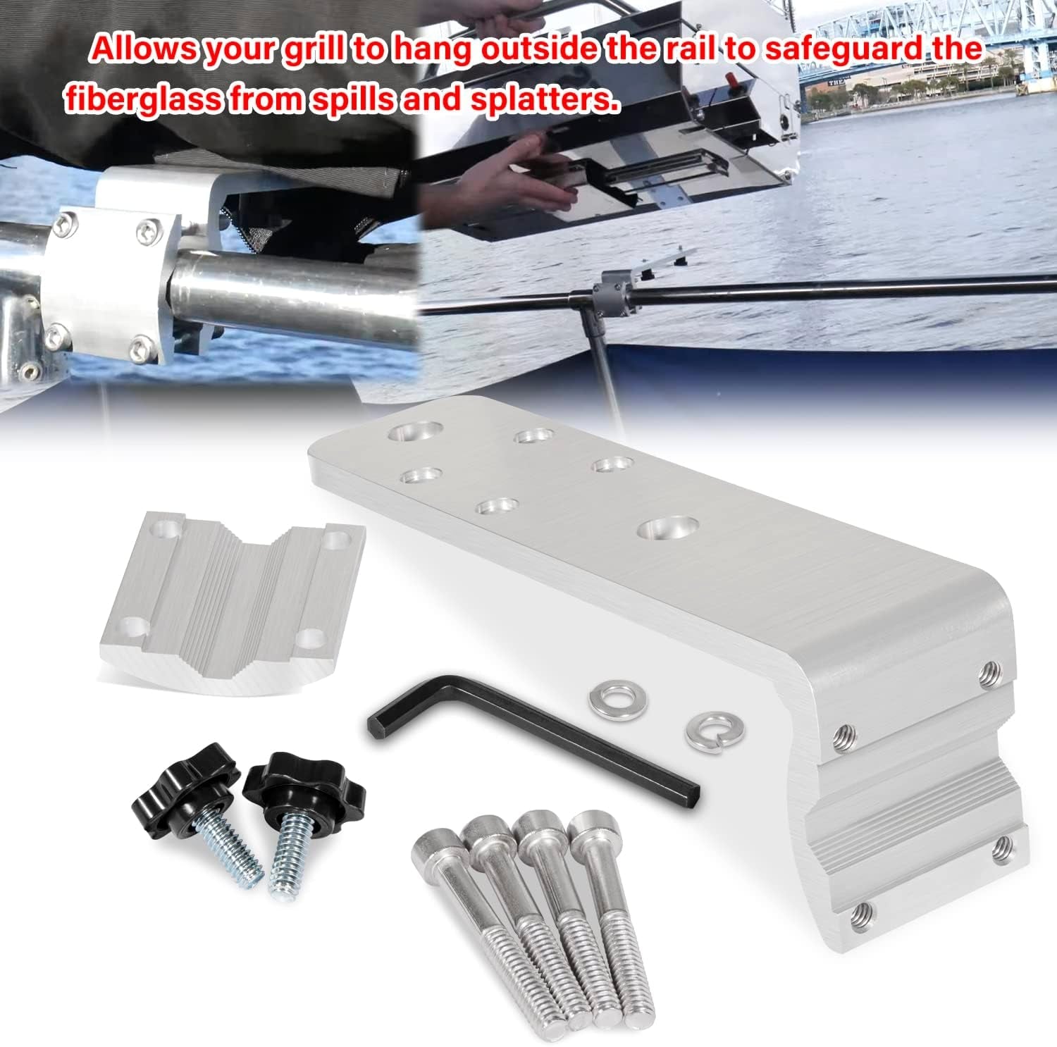 58182 Stow N' Go Grill Rail Mount Bracket. Compatible with Any Kuma Grill and RV Boat Camping Inside/Outboard 7/8 to 1-1/4 round or 1-1/4 Square Horizontal Railings - Image 3