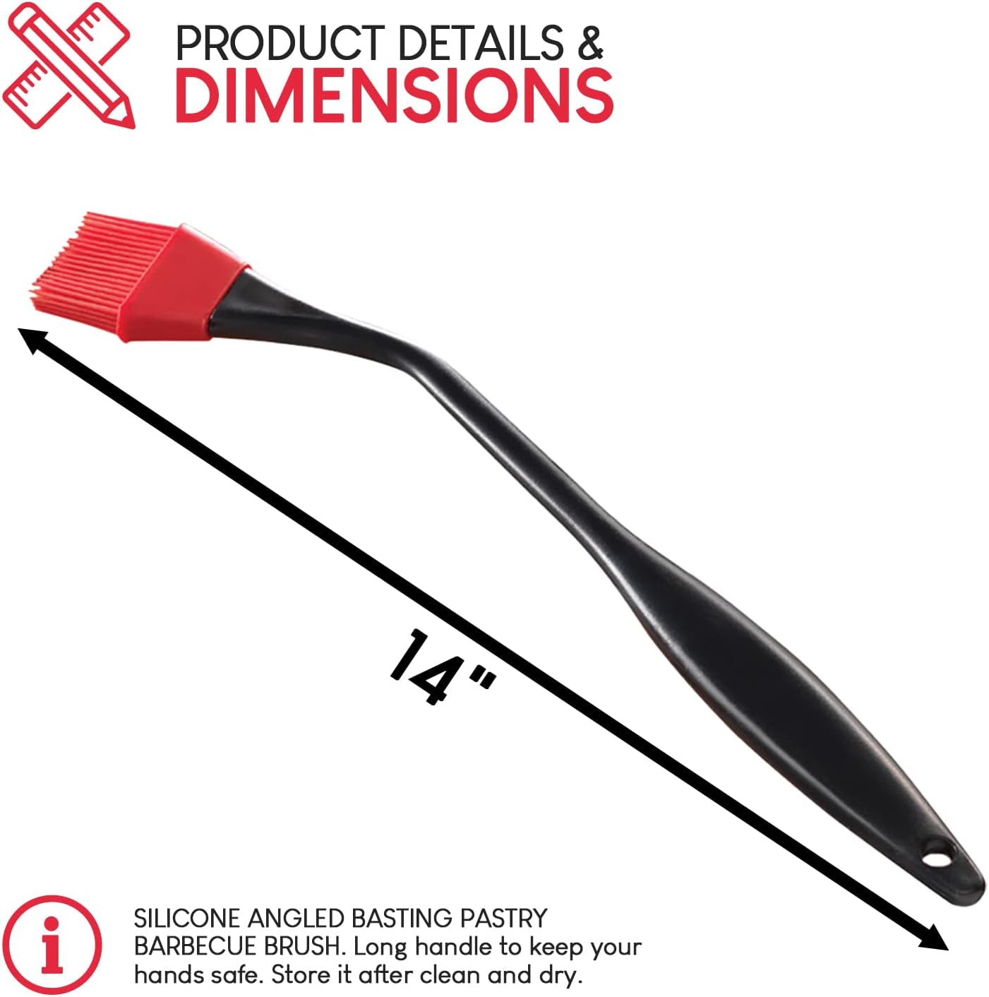 Pastry Brush Basting for Cooking Barbecue Grill Silicone Ergonomic Angled Removable Head - Image 2