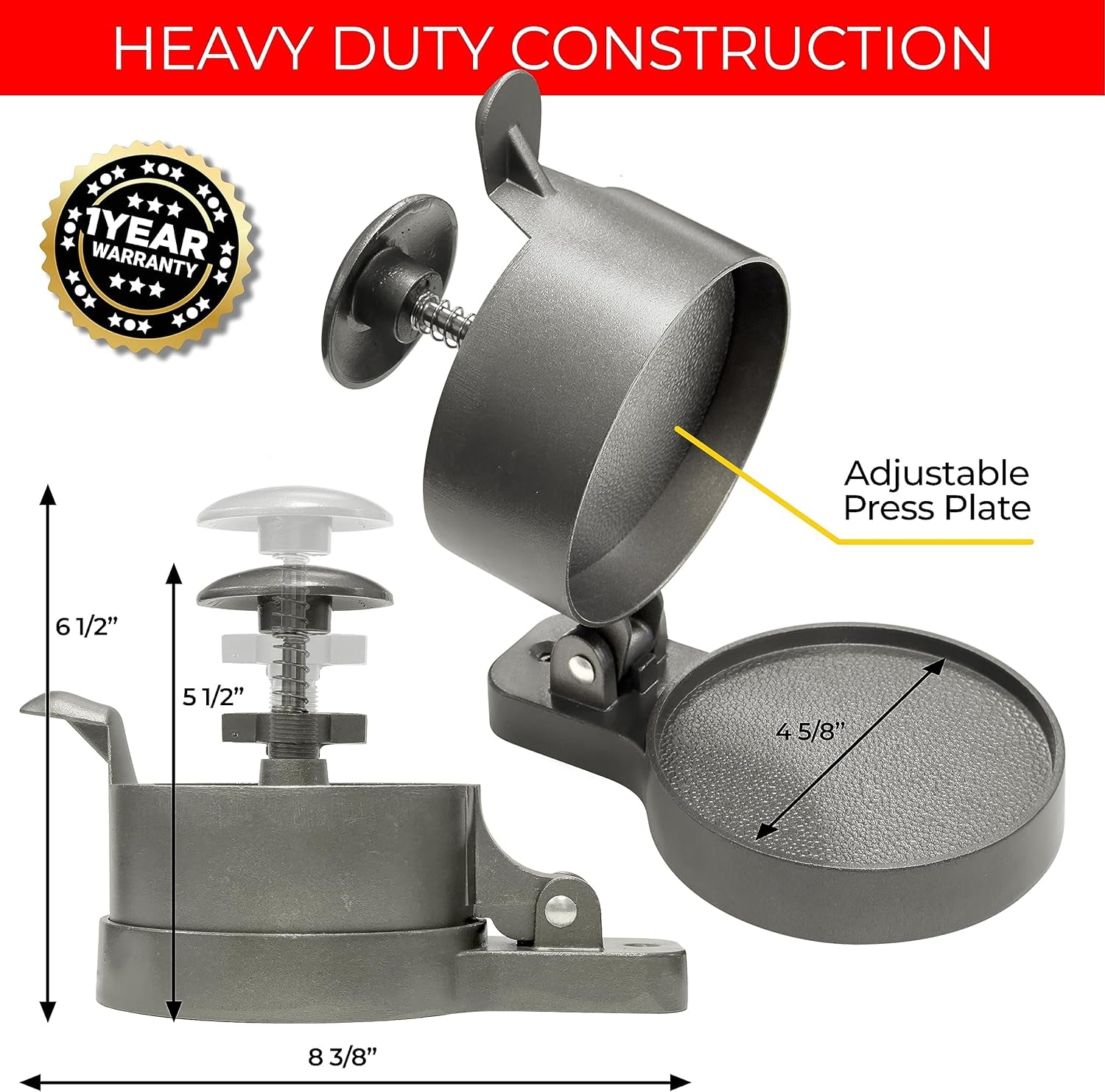 Shop Square Hamburger Press Patty Maker - Adjustable 1/4Lb to 3/4Lb Burger Press Patty Maker with Patty Ejector - Adjustable Thickness for Burgers. Crab Cakes. and Sausage - Patty Paper Included - Image 2