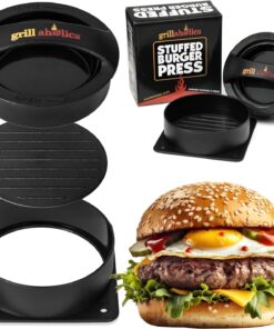 Stuffed Burger Press and Recipe Ebook - Extended Warranty - Hamburger Patty Maker for Grilling - BBQ Grill Accessories