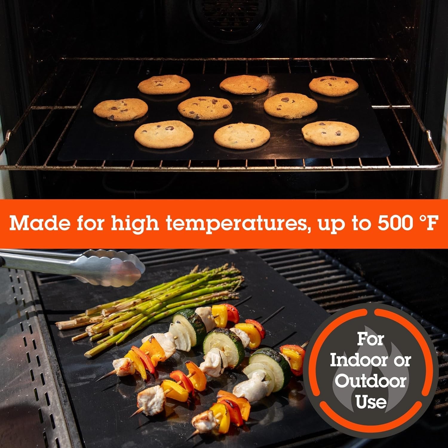 Grilling Mat 2 Pack (13.25X18)- Heavy Duty 100% Non-Stick Reusable BBQ Grilling Sheet & Pan Liner - Use in Outdoor Barbecue Grill & Indoor Oven - Heat Safe up to 500° F - Great Gift for Father'S Day - Image 5