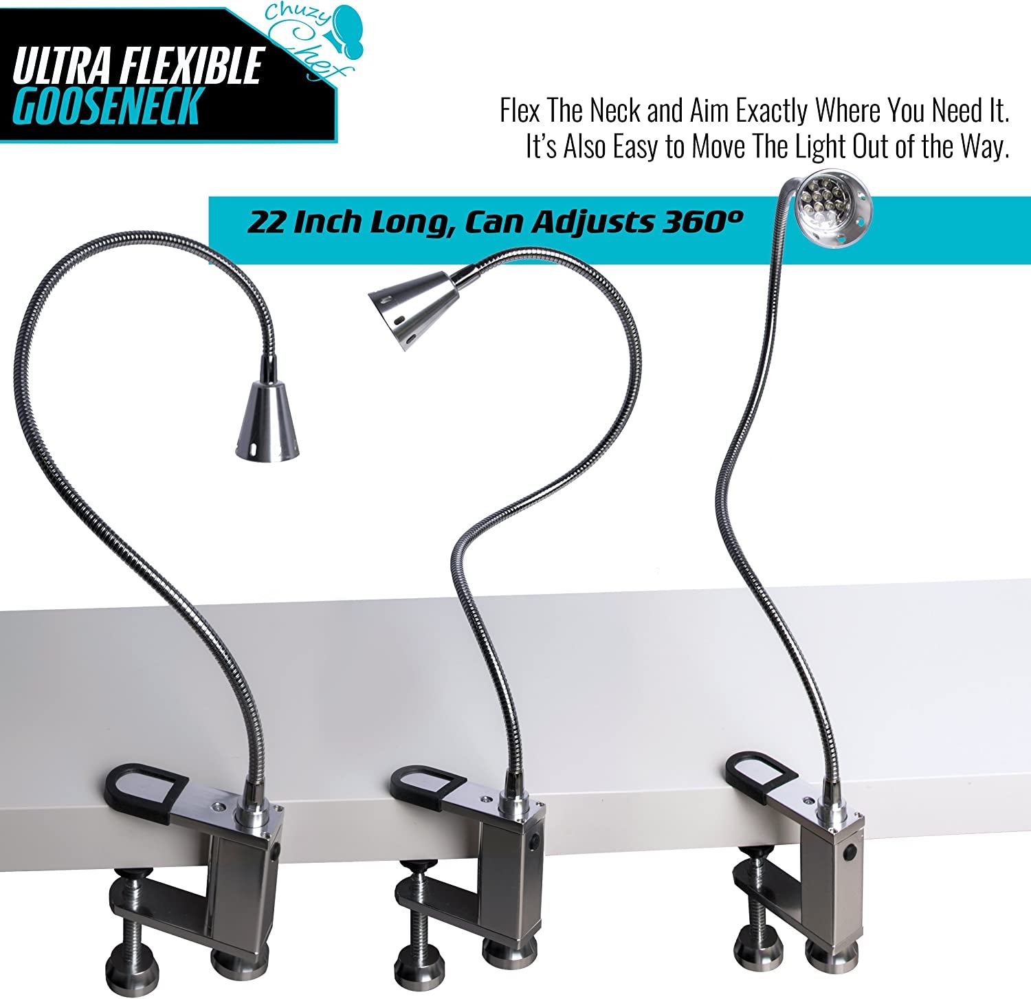 Magnetic BBQ Led Grill Light - 12 Super Bright LED Lights Adjustable 360 Degree Flexible Gooseneck & Screw Clamp for Outdoor & Indoor Barbeque Grill Lights Water Weather Resistant - Image 3
