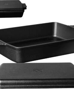 2-In-1 Pre Seasoned Cast Iron Dutch Oven with Skillet Lid.Casserole Dish.Rectangular Baking Pan.Griddle Pot Set. 6QT. 9X13