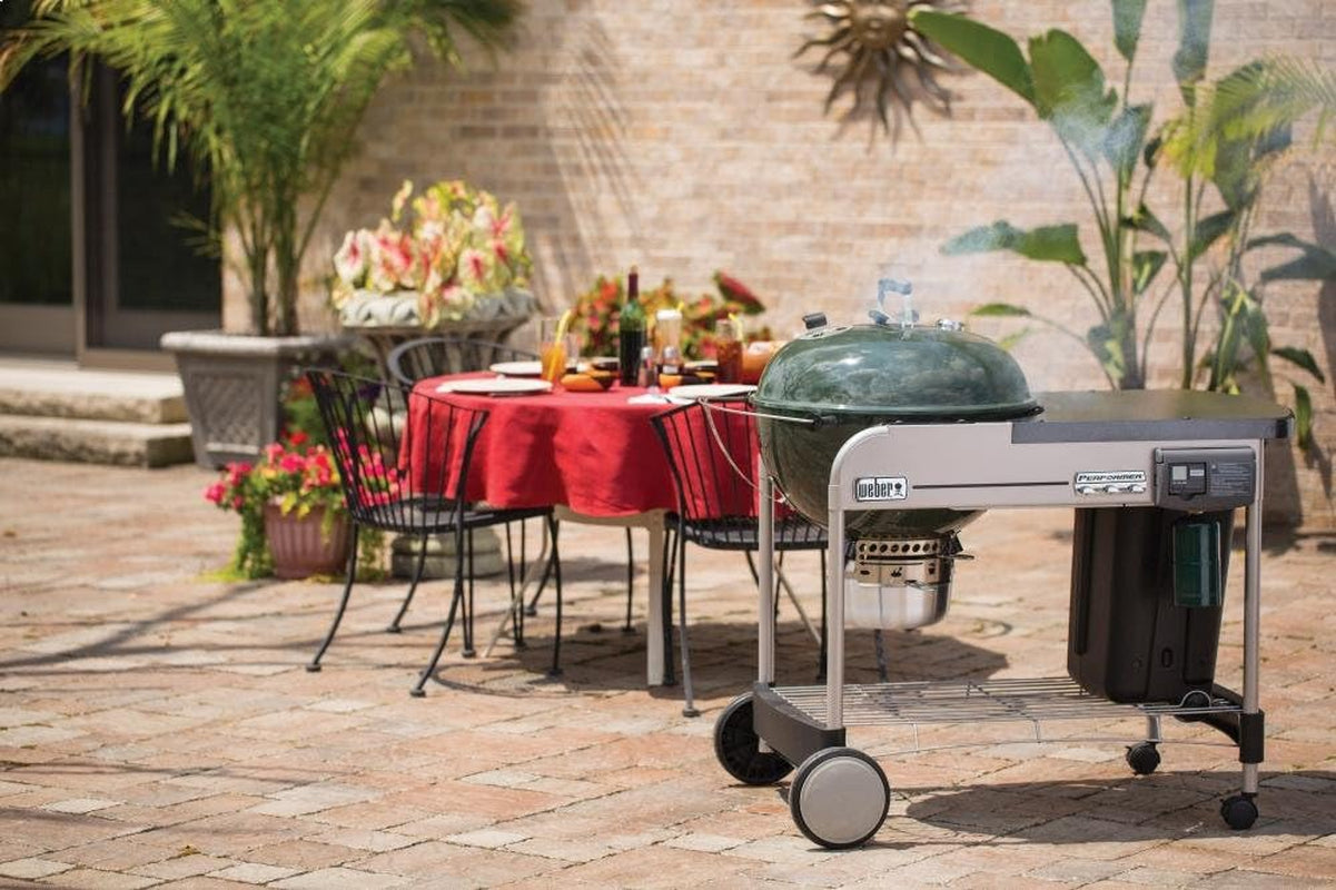 Weber Performer Deluxe Charcoal Grill. 22-Inch. Touch-N-Go Gas Ignition System. Green - Image 4
